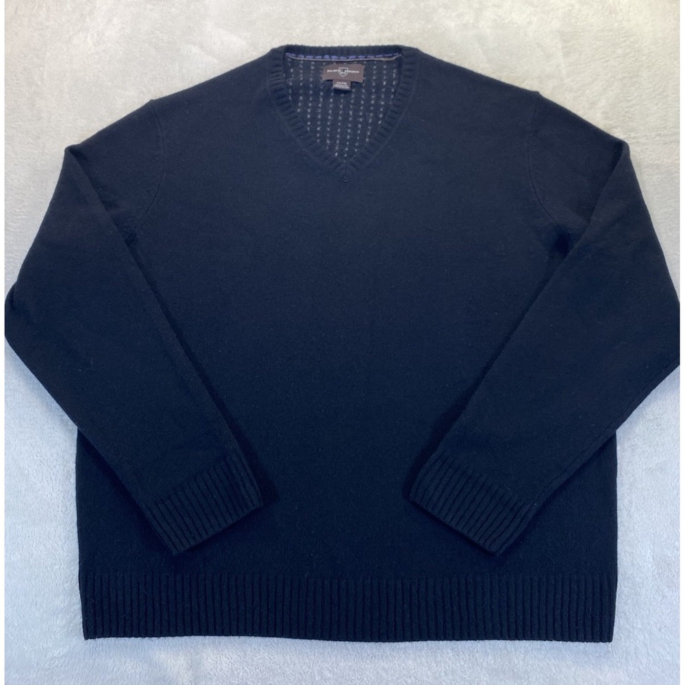 Black Brown 1826 Men's Lambswool Blend Black Sweater XXL V-Neck Pullover
